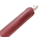 Luxury Leather Single Pen Holder with Transparent Case - Burgundy