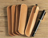 Luxury Leather Single Pen Holder with Transparent Case - Brown