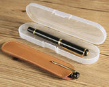 Luxury Leather Single Pen Holder with Transparent Case - Green