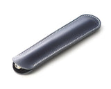 Luxury Leather Single Pen Holder with Transparent Case - Blue