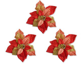 3 Pcs Poinsettia Flower Christmas Tree Ornaments Set