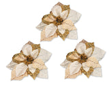 3 Pcs Poinsettia Flower Christmas Tree Ornaments Set