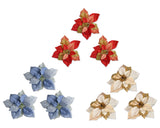 3 Pcs Poinsettia Flower Christmas Tree Ornaments Set