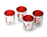 Set of 4 Plating Love Cup with Tealight Candles and Remote Control