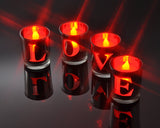 Set of 4 Plating Love Cup with Tealight Candles and Remote Control