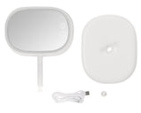 Compact LED Makeup Mirror with Table Lamp - White
