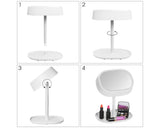 Compact LED Makeup Mirror with Table Lamp - White