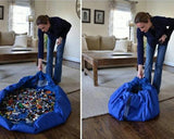 59 inches Extra Large Portable Playing Mat Toy Storage Bag - Ocean Blue