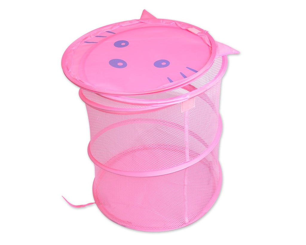 Cartoon Cat Foldable Pop-up Laundry Hamper - Pink