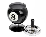 One Push Spinning Pool Ball Ashtray with Stand - Black