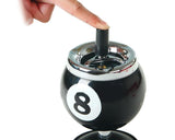 One Push Spinning Pool Ball Ashtray with Stand - Black