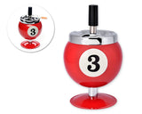 One Push Spinning Pool Ball Ashtray with Stand - Red