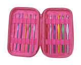 12 Pcs Assorted Colors Crochet Hooks with Dot Pattern Case - Magenta