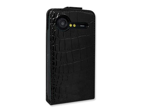 Krokodil Series HTC Incredible S Flip Leather Case S710e - Black