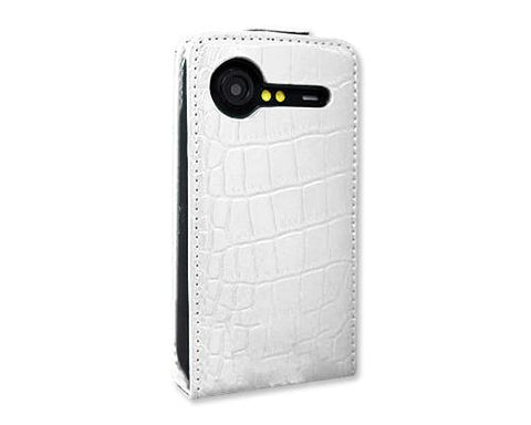 Krokodil Series HTC Incredible S Flip Leather Case S710e - White
