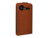 Krokodil Series HTC Incredible S Flip Leather Case S710e - Brown