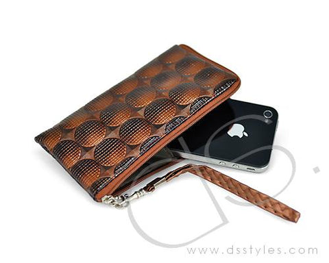 Zipper Series Leather Pouch iPhone 5 and 5S Case - Brown Spot