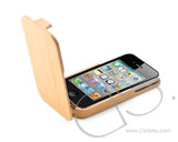 Wooden Series iPhone 4 and 4S Leather Flip Case - Light Brown