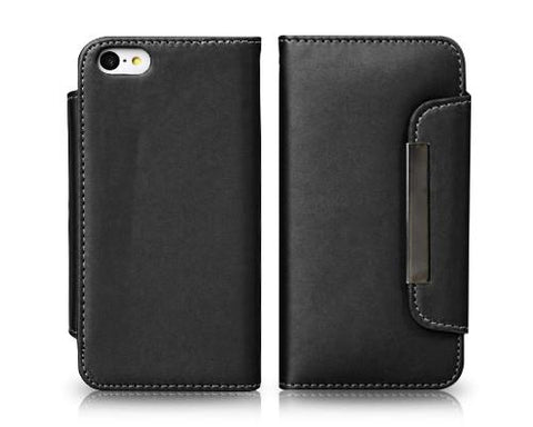Wallet Series iPhone 5C Flip Leather Case - Black