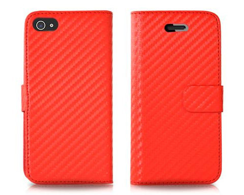 Twill Series iPhone 5 and 5S Flip Leather Case - Red