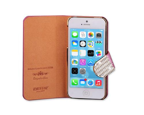 Twinkle Series iPhone 5 and 5S Flip Leather Case - Pink