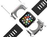 38mm Apple Watch Aluminum Case with Black Silicone Band - Silver
