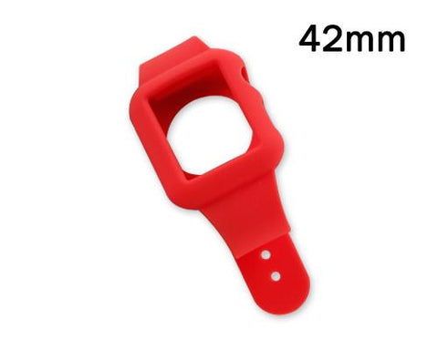 42mm Silicone Apple Watch iWatch Band Strap with Case - Red