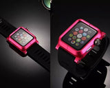 42mm Apple Watch Aluminum Case with Black Silicone Band - Magenta
