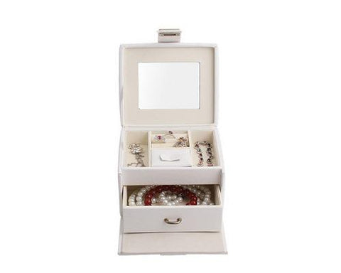 Stylish White Leather Jewelry Box Organizer