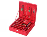 Two-Layer Jewelry Box Earrings Organizer Necklace Display Case - Red