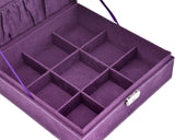 Two-Layer Jewelry Box Earrings Organizer Necklace Display Case-Purple