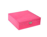 Two-Layer Jewelry Box Earrings Organizer Necklace Display Case-Magenta