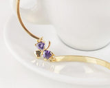 Lucky Three-leaf Clover Purple Crystal Bangle