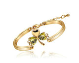 Lucky Three-leaf Clover Green Crystal Bangle