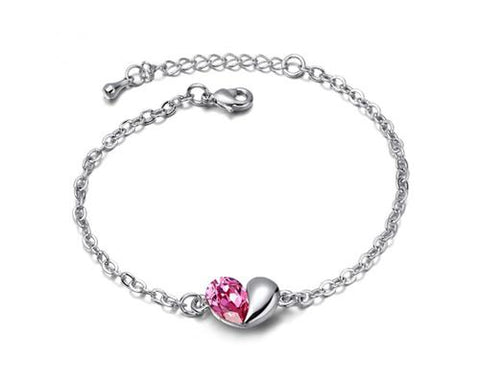 Sweet Heart Pink Crystal Bracelet