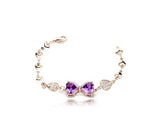 Adorned Bowknot Golden Purple Crystal Bracelet