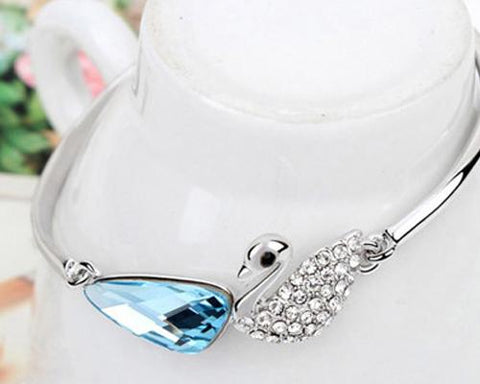 Swan Blue Crystal Bangle