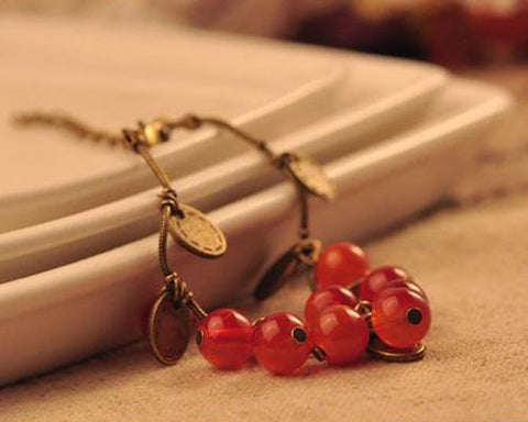 Vintage Cherry Beaded Bracelet