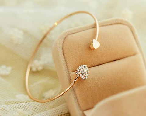 Lovely Heart Crystal Bangle