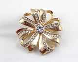 Rosette Gold Crystal Brooch Pin