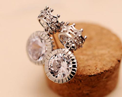 Rome Crown Silver Crystal Earrings