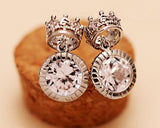 Rome Crown Silver Crystal Earrings