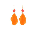 Colorful Feather Orange Star Earrings