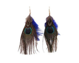 Bohemian Peacock Feather Earrings for Women