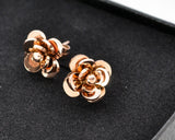 Copper Rose Stud Earrings for Women