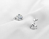 Rose Shaped 925 Sterling Silver Crystal Earrings Studs for Women