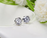 Rose Shaped 925 Sterling Silver Crystal Earrings Studs for Women