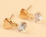 Love Heart Round Crystal Stud Earrings for Women