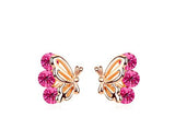 Charming Magenta Butterfly Stud Earrings