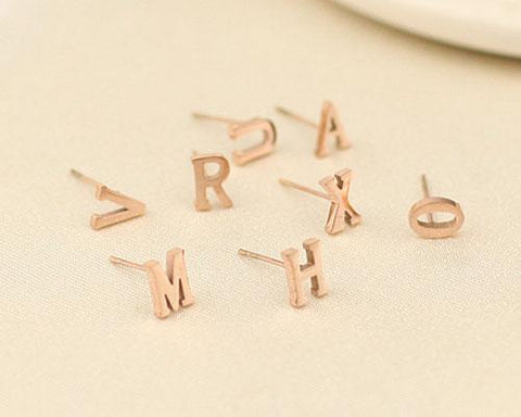 18K Gold Plated Personalized Initial Letter Stud Earring - A-Z